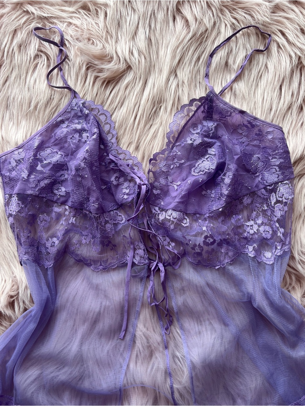 Victoria's Secret Lavender Purple Sheer Lace Chemise Large - Picture 2 of 6